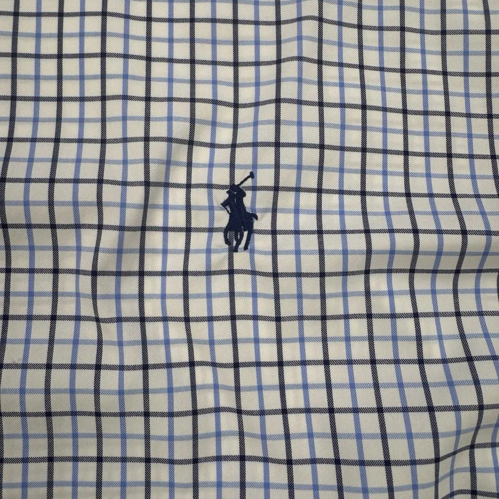 Polo RL Shirt Men 4XL Big Blue Plaid Button Down Performance‎ L/S Preppy